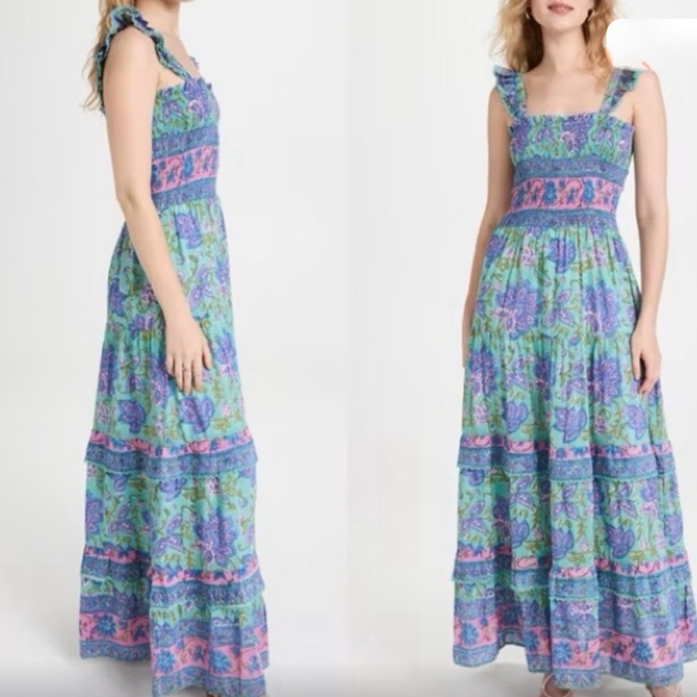 Floral Maxi Dress in Blue and Pink